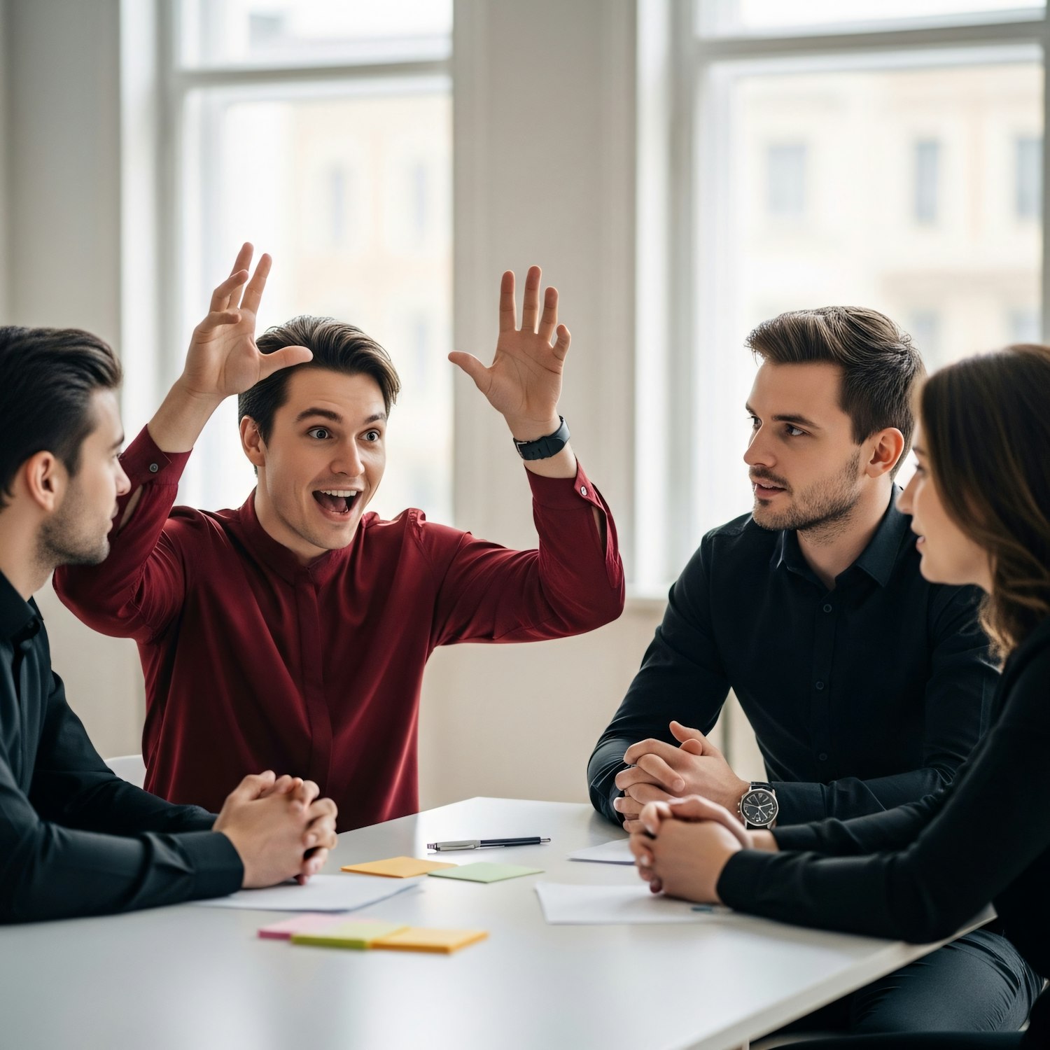A scene depicting an awkward or forced virtual happy hour, where participants appear disengaged or uncomfortable on screen.
