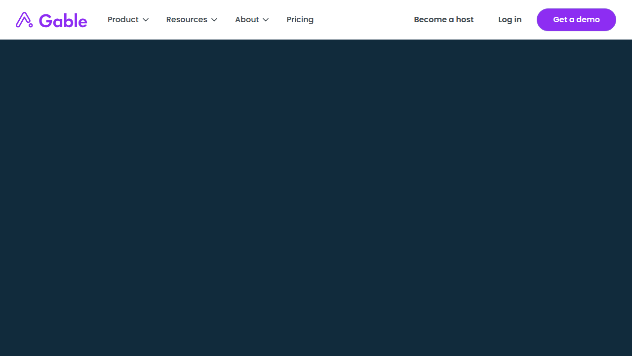 The homepage of Gable, a platform offering workspace management solutions and insights into remote work trends.