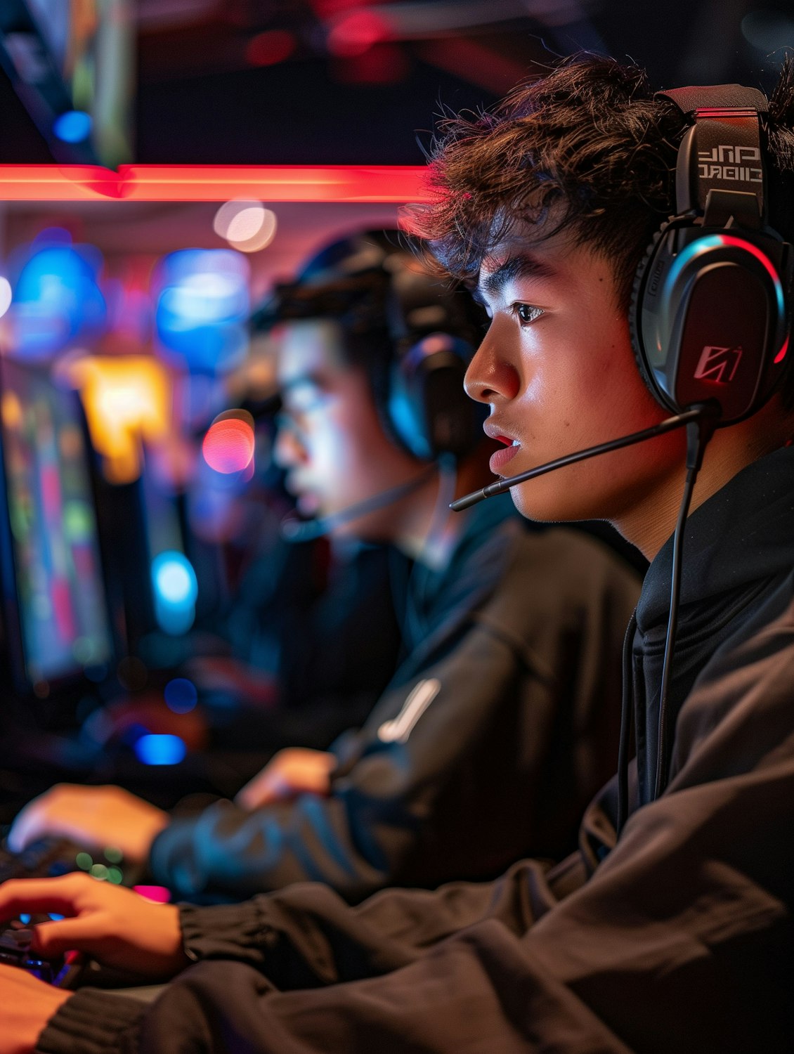 Individuals from a diverse team actively engaged in a fun, collaborative online game, working together remotely.