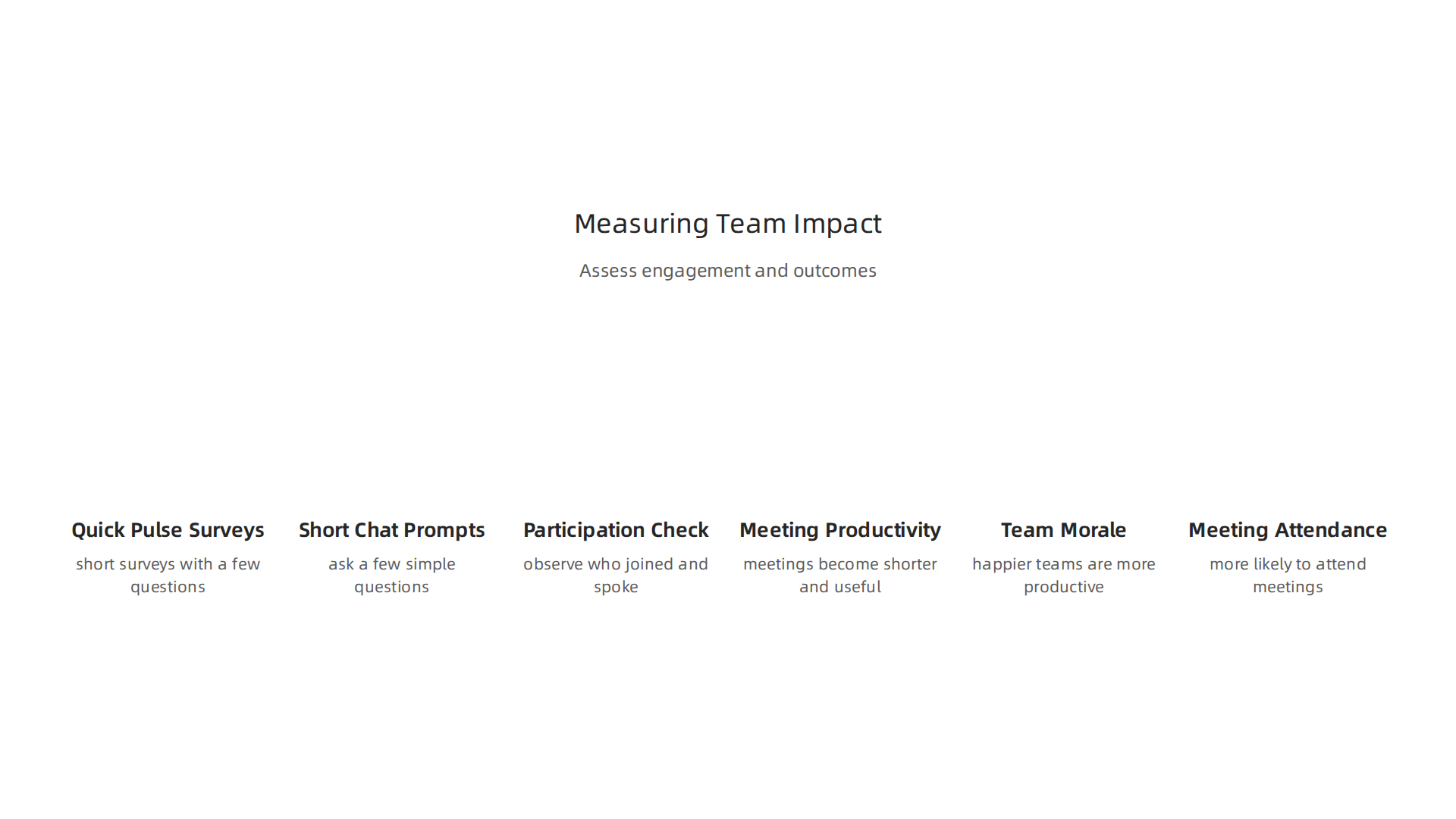 Methods for assessing the impact of team-building games, from quick feedback to long-term performance indicators.