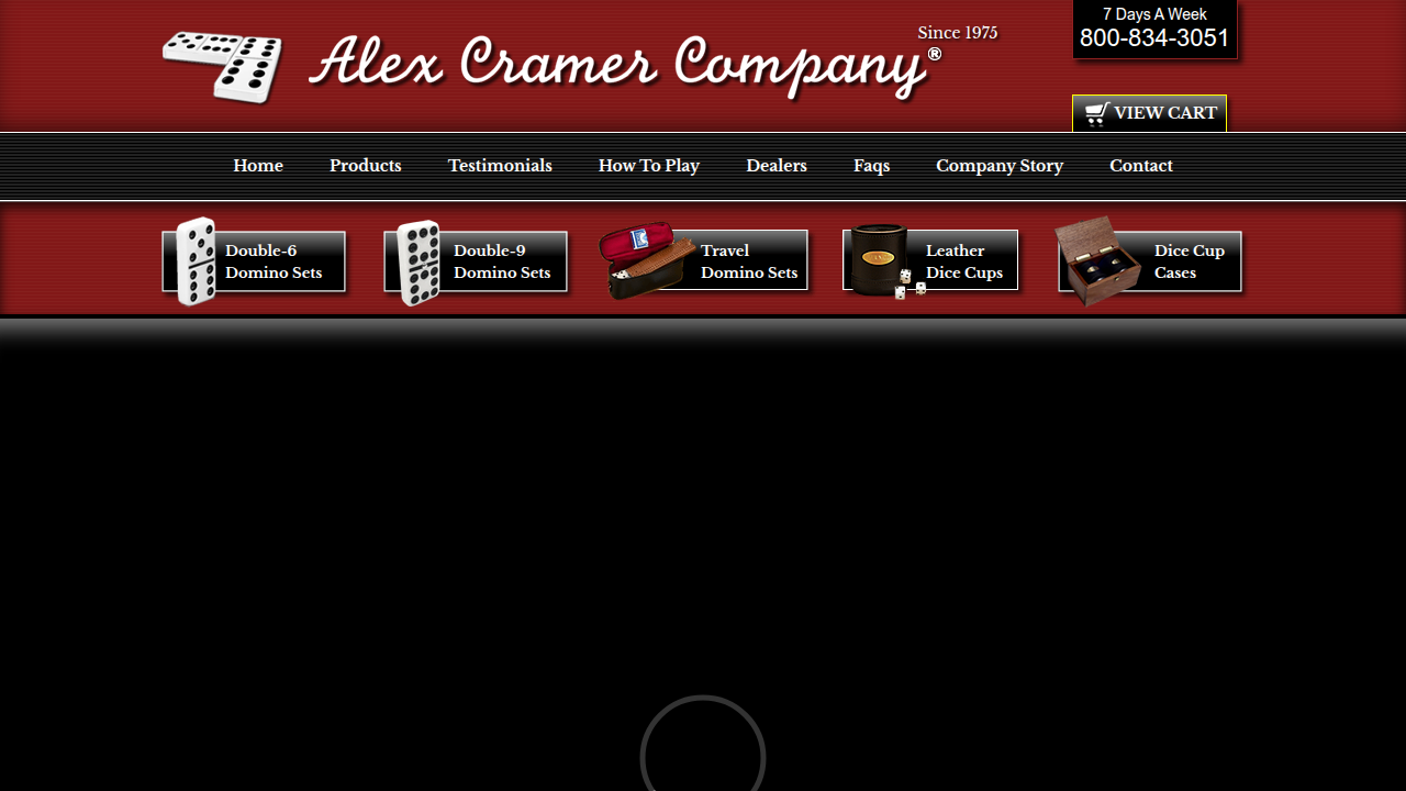 Homepage of Alex Cramer, a brand associated with dominoes, useful for rule references.